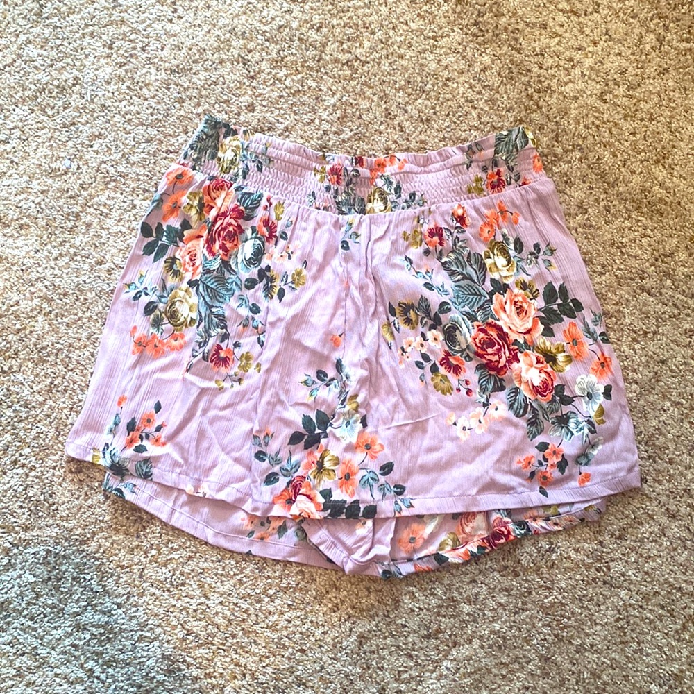 Purple Floral Soft Shorts